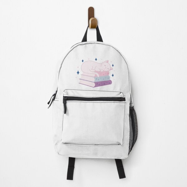 Item preview, cute white cat on a stack of books designed and sold by winterpumpkin.