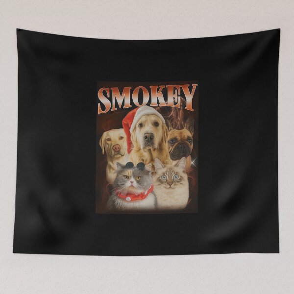 Item preview, Smokey Pet Portrait Art – Cute Dogs and Cats Collage with Festive Style designed and sold by love3617.
