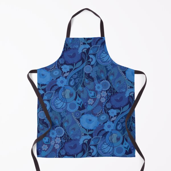Item preview, Opulent Bohemian 70s Glam Floral - Blue on navy By Cecca Designs designed and sold by Cecca-Designs.