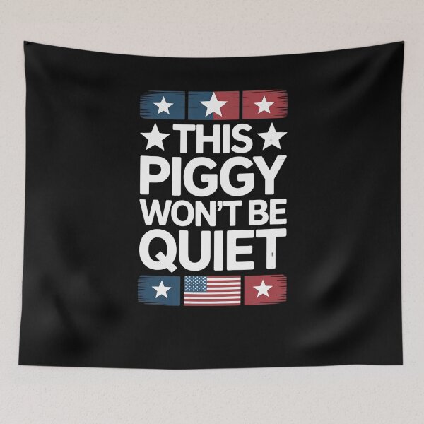 Item preview, This Piggy Won’t Be Quiet – Anti Trump Feminist Protest USA Flag designed and sold by SofenArt.