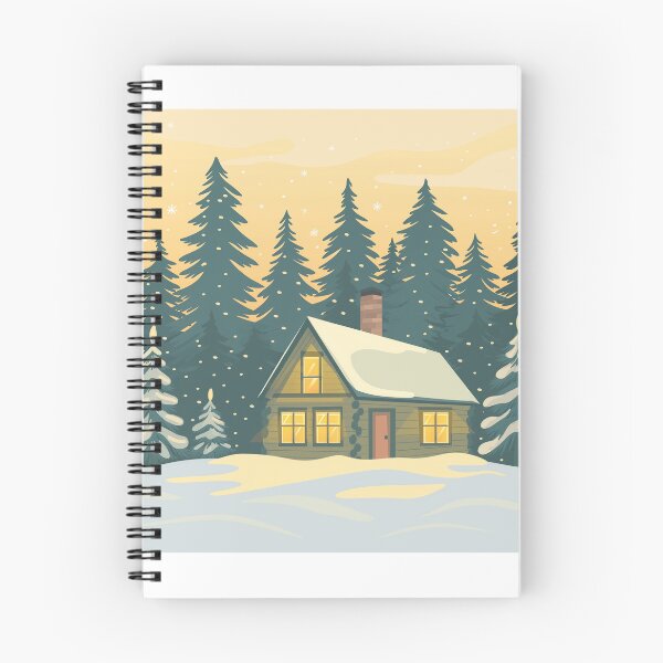 Artikelvorschau, Gemütliche Winterhütte mit schneebedeckten Kiefern – Weihnachtskunst entworfen und verkauft von fadiabb87.