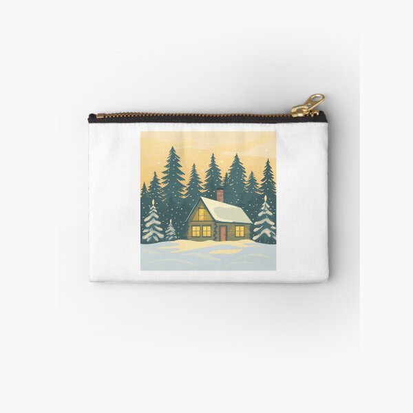 Item preview, Cozy Winter Cabin with Snowy Pine Trees - Christmas Art designed and sold by fadiabb87.