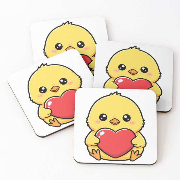 Item preview, Cute Kawaii Chick Holding Heart Cartoon Illustration designed and sold by Cute Stickers Machine.