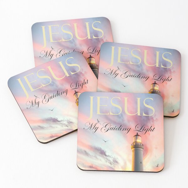 Item preview, JESUS- My Guiding Light - Christian Themed lighthouse at sunset with text designed and sold by ABG Inspirational Art.