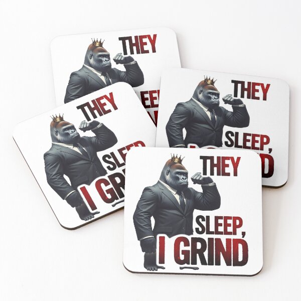 Item preview, They Sleep I Grind Motivational Gorilla King Hustle Design designed and sold by MegzDesign.