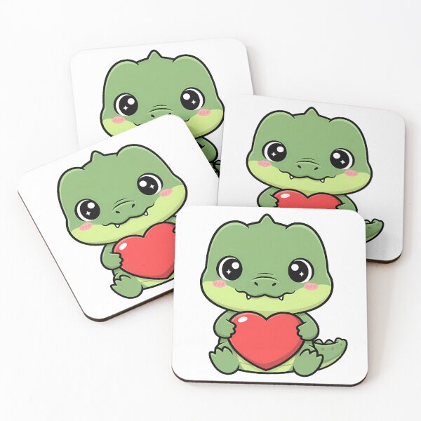 Item preview, Cute Kawaii Crocodile Holding Heart Cartoon Design designed and sold by Cute Stickers Machine.