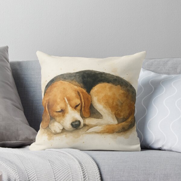 Item preview, Beagle Sleeping Traditional Watercolour Portrait designed and sold by BadaBingBear.