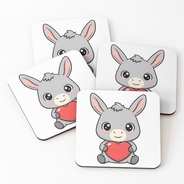 Item preview, Cute Kawaii Donkey Holding Heart Cartoon Illustration designed and sold by Cute Stickers Machine.