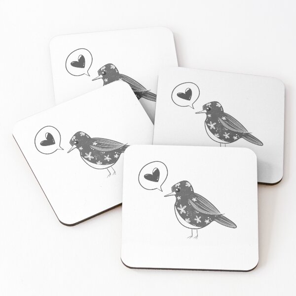 Item preview, Cute Bird Sticker with Speech Bubble and Heart • Monochrome Illustration designed and sold by Ink-art-S.