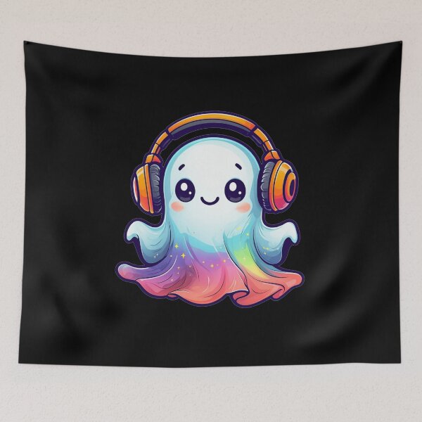 Item preview, Cute Whimsical Ghost with Headphones Cartoon designed and sold by rizalaldisa.