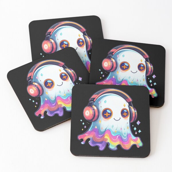Item preview, Adorable Whimsical Ghost with Headphones Cartoon designed and sold by rizalaldisa.