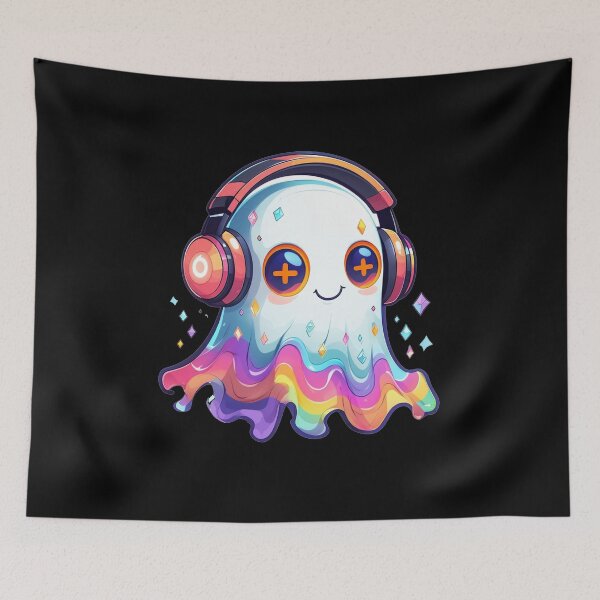 Item preview, Adorable Whimsical Ghost with Headphones Cartoon designed and sold by rizalaldisa.