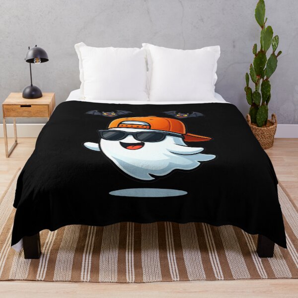 Item preview, Cheerful Cartoon Ghost with Sunglasses and Bats designed and sold by rizalaldisa.