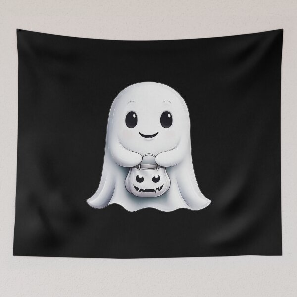 Item preview, Cute Ghost with Trick-or-Treat Bag designed and sold by rizalaldisa.