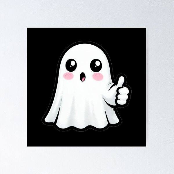Item preview, Adorable Cartoon Ghost with Thumbs Down and 'Boo' designed and sold by rizalaldisa.