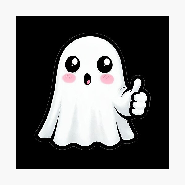 Item preview, Adorable Cartoon Ghost with Thumbs Down and 'Boo' designed and sold by rizalaldisa.