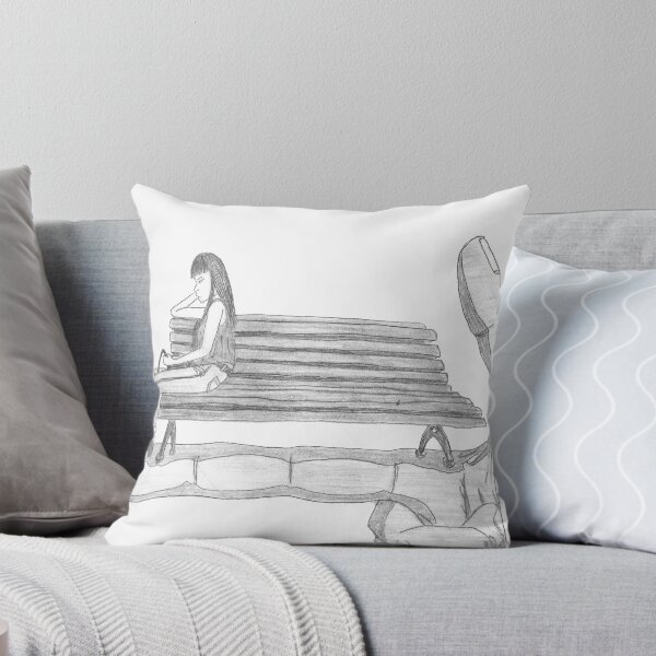 Item preview, On a Bench Surreal Solitude Drawing Black & White | Woman Giant Hand Control Art designed and sold by Keltoi-art.