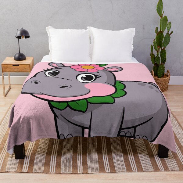 Item preview, Petal-Crowned Hippo Girl – Cute Cartoon Baby designed and sold by EmeraldeaArt.