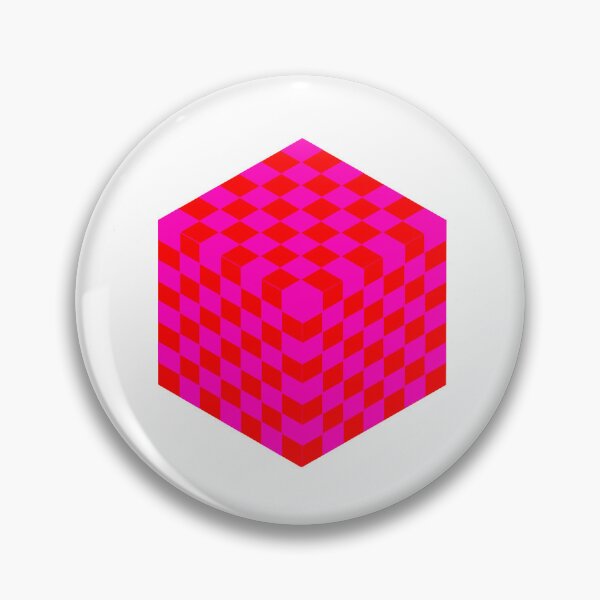 Item preview, Retro Fluorescent pink and orange checkered cube designed and sold by ShadeKhiat30.
