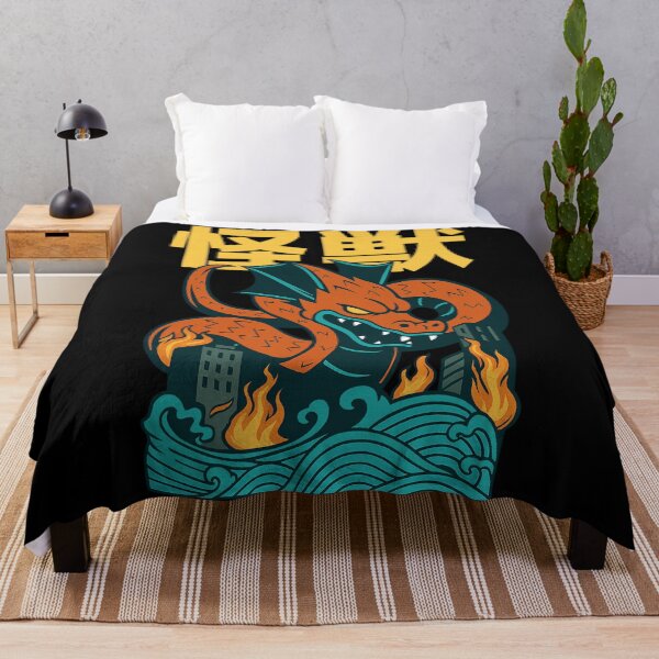 Item preview, Retro Kaiju Dragon Attack Vintage Japanese Monster Art designed and sold by DrawHandArt.
