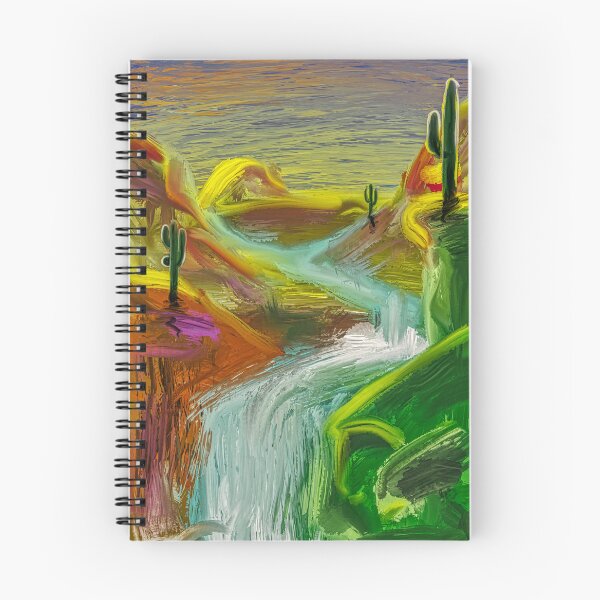 Item preview, Desert Landscape Waterfall Digital Painting | Impressionist Art Bright Colors Cactus designed and sold by Keltoi-art.