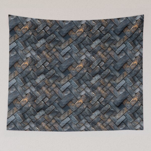 Item preview, Dark Slate Stone Herringbone Wall Texture designed and sold by NTGUILTY.
