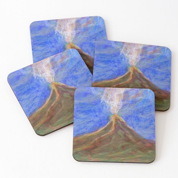 Item preview, Volcano Eruption Abstract Digital Painting | Dramatic Landscape Blue Sky Nature Force designed and sold by Keltoi-art.
