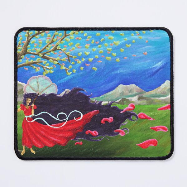 Item preview, Eva Wind and Flowers Digital Painting | Poetic Fantasy Art Red and Green designed and sold by Keltoi-art.