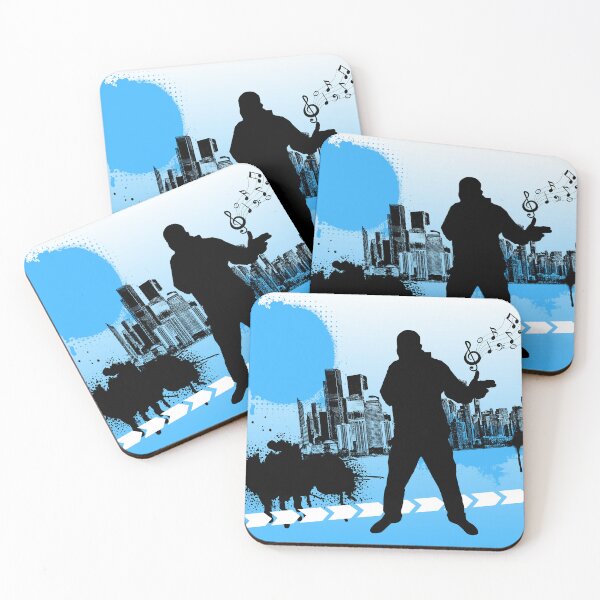 Item preview, Urban silhouette in Frutiger Metro graffiti composition - sky blue version designed and sold by Pics'Elle Creations.