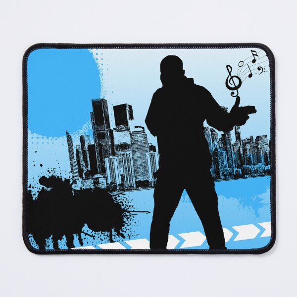 Item preview, Urban silhouette in Frutiger Metro graffiti composition - sky blue version designed and sold by Pics'Elle Creations.