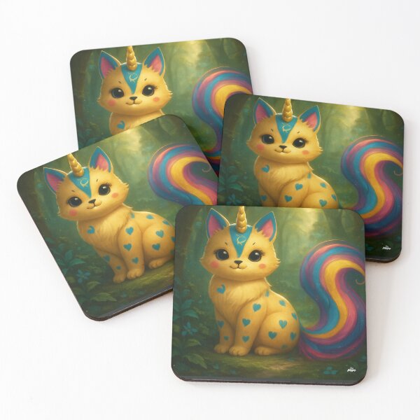 Item preview, Kawaii Unicorn Cat in an Enchanted Forest – Rainbow Kittycorn designed and sold by Blue-Arcane Design .