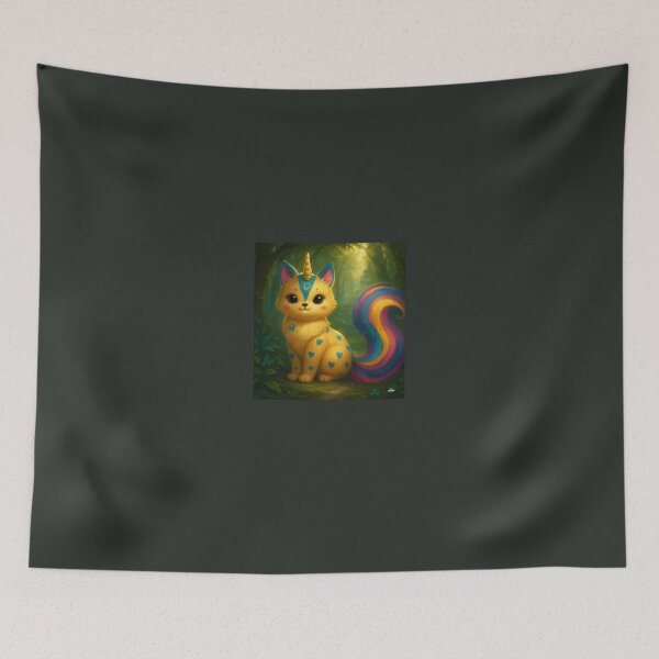 Item preview, Kawaii Unicorn Cat in an Enchanted Forest – Rainbow Kittycorn designed and sold by Blue-Arcane Design .
