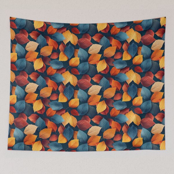 Item preview, Colorful Autumn Leaves Blue and Orange Pattern designed and sold by NTGUILTY.
