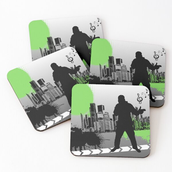Item preview, Urban silhouette in Frutiger Metro graffiti composition - gray and green version designed and sold by Pics'Elle Creations.