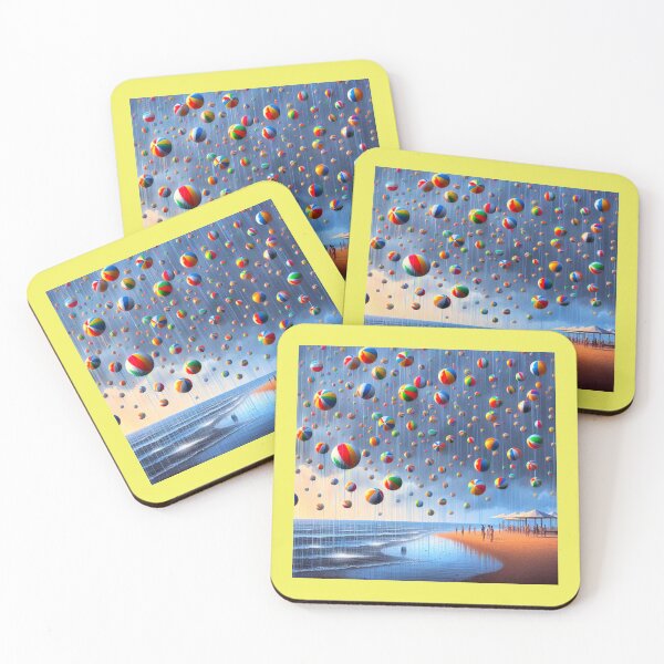 Item preview, Rain of Rainbow Beach Balls | Surreal Seaside Shower designed and sold by daweave77.