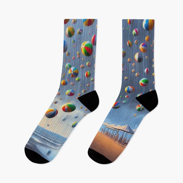 Item preview, Rain of Rainbow Beach Balls | Surreal Seaside Shower designed and sold by daweave77.