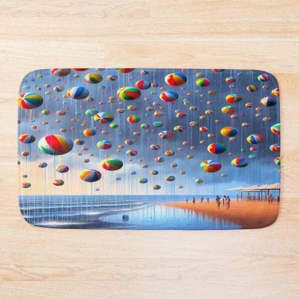 Item preview, Rain of Rainbow Beach Balls | Surreal Seaside Shower designed and sold by daweave77.