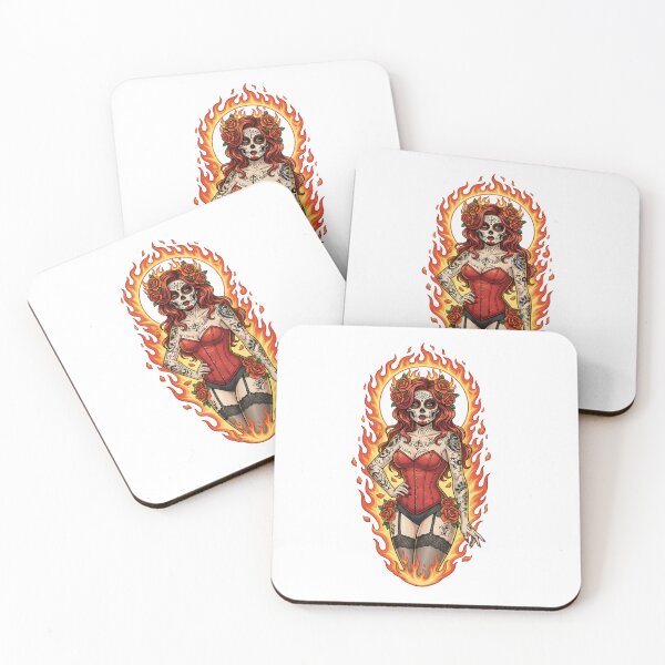 Item preview, Fire Skull Girl – Flaming Sugar Skull, Dark Feminine Power Art designed and sold by BellaAbreu8.