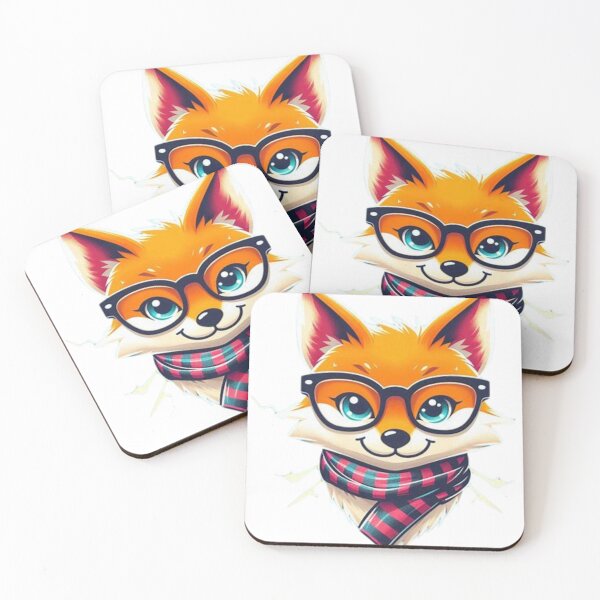 Item preview, smart-looking cute fox wearing glasses and a small scarf designed and sold by t-shirts4you4.