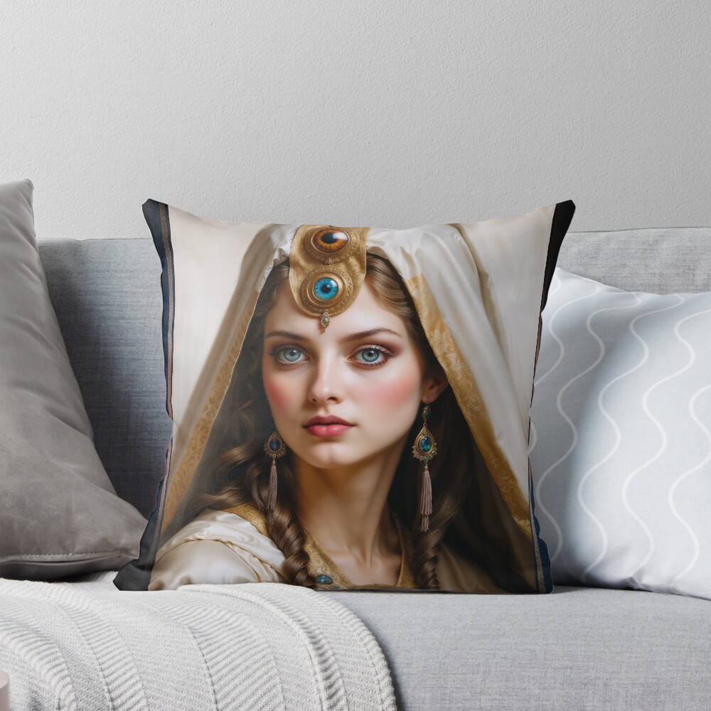 Portrait Of The High Priestess Of The Orlion Order AI Concept Art by Xzendor7 Wall Decor Art Print Decorative Art Print Throw Pillow