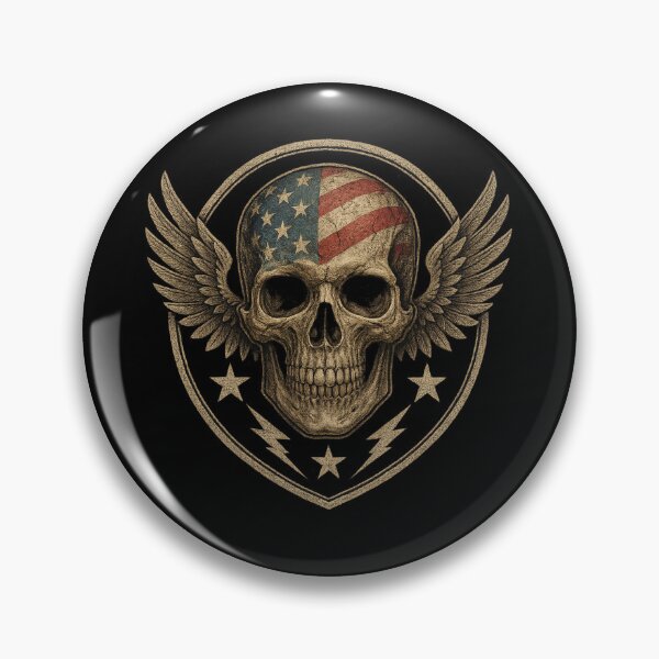Item preview, Winged patriotic skull on shield designed and sold by LaNadaYFundante.