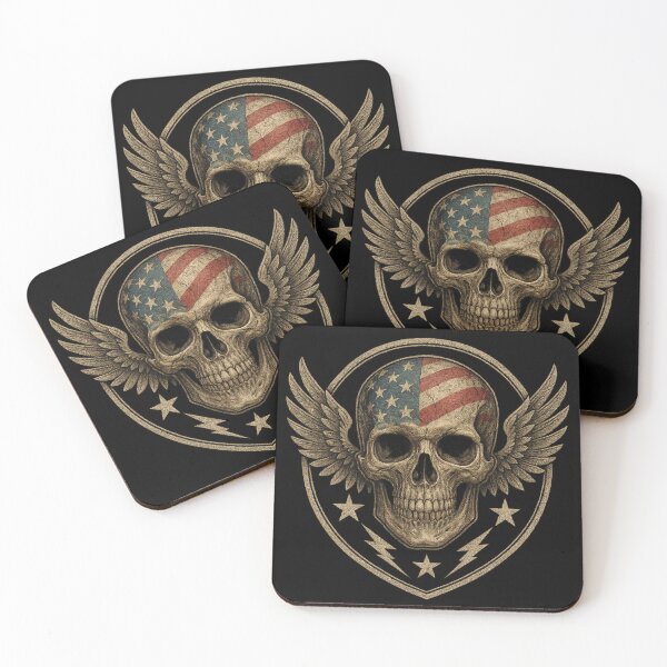 Item preview, Winged patriotic skull on shield designed and sold by LaNadaYFundante.