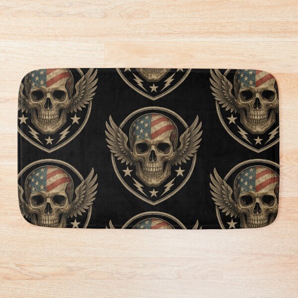 Item preview, Winged patriotic skull on shield designed and sold by LaNadaYFundante.