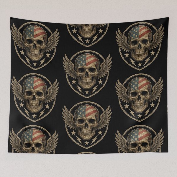 Item preview, Winged patriotic skull on shield designed and sold by LaNadaYFundante.