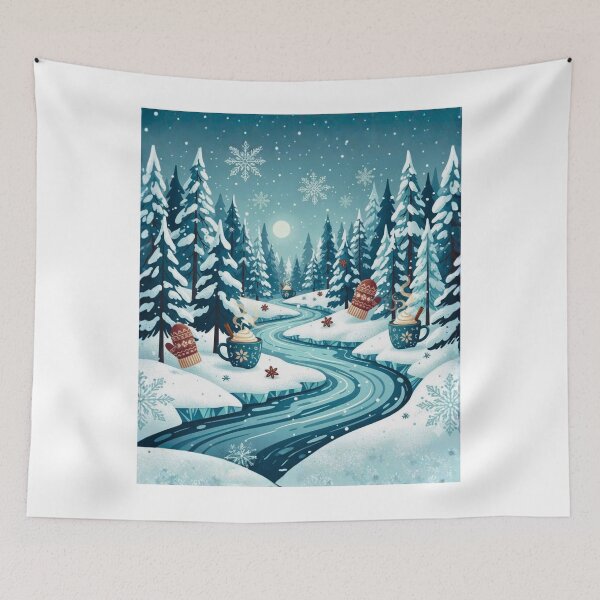 Item preview, Cozy Winter Wonderland Apparel Design | Snowy Hoodie & Sweatshirt Print designed and sold by Omikook.