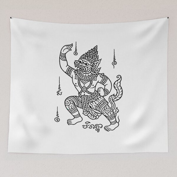 Item preview, Thai Hanuman Yantra Style Line Art designed and sold by Sksticker991.