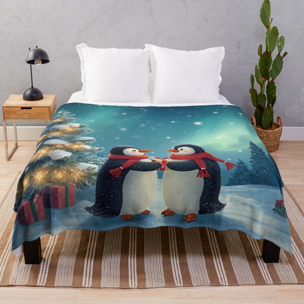 Item preview, Magical Christmas Night with Penguin Lovebirds designed and sold by WildlifeWhimsy.