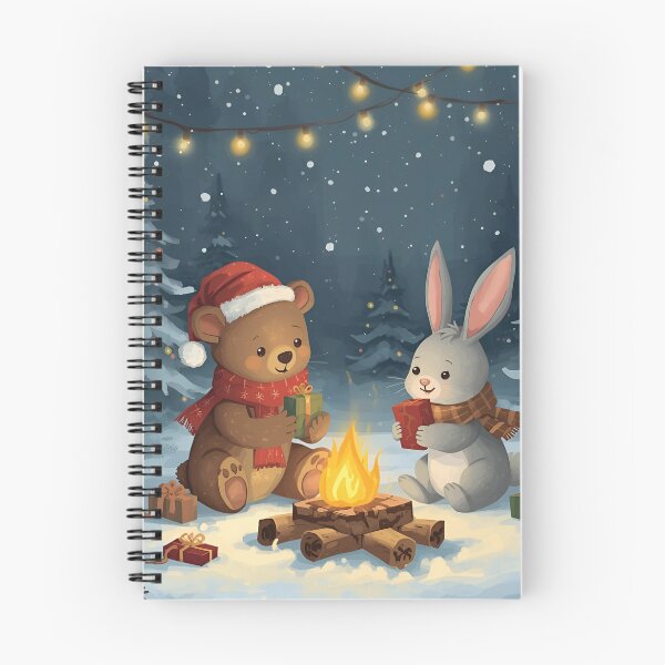 Item preview, Warm Christmas Night with Bear and Bunny designed and sold by WildlifeWhimsy.