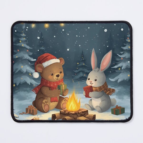 Item preview, Warm Christmas Night with Bear and Bunny designed and sold by WildlifeWhimsy.