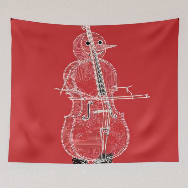 Item preview, Snowman Cello Player on Ice Skates – Minimalist Red Christmas Illustration designed and sold by dawnleblanc55.